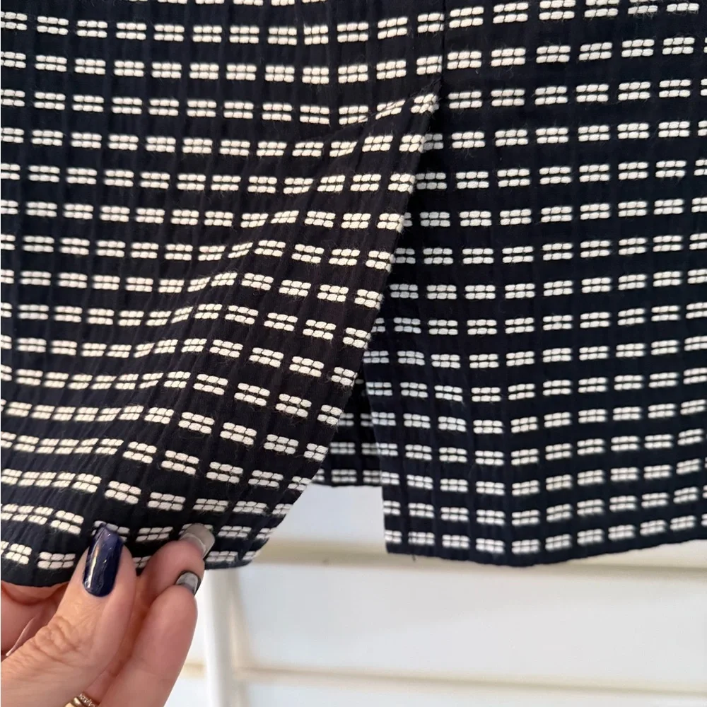 Trina Turk Navy Blue and White Checkered Pencil Skirt